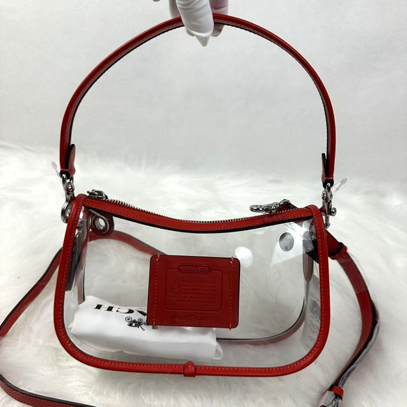 Coach Handbags - Coach Stadium Swinger Crossbody Bag In Clear PVC with Dust Bag CBH13 Red NWT